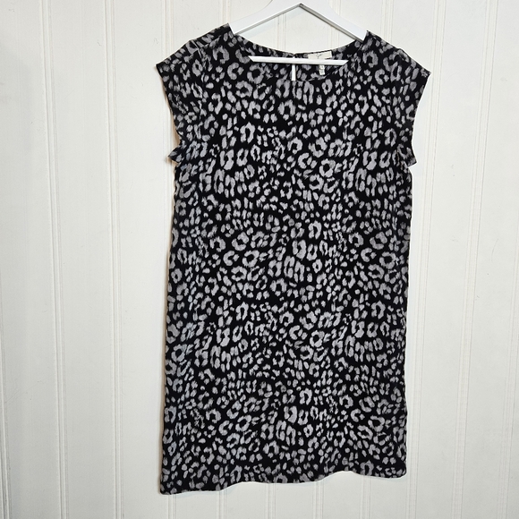 Joie Silk Leopard Dress Womens Size S Weaver Black Short Sleeve Relaxed Fit - Picture 2 of 12